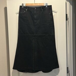 Tibi black denim midi skirt